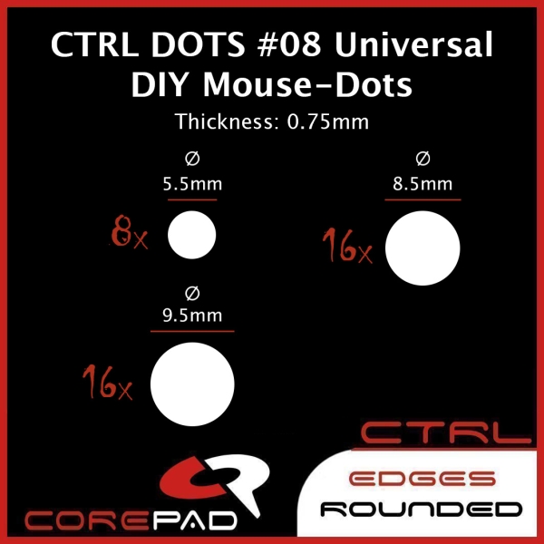 Corepad Skatez DOTS AIR CTRL #08 08 Universal DIY Dot GHOSTGLIDES Edgerunner VORTEX CYCLONE PlastiX X-Raypad Jade Obsidian PRO Esports Tiger ICE